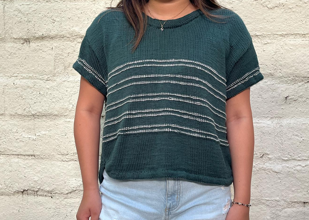 striped green shirt knit